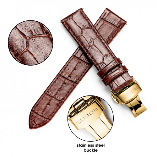 Men's Geniune Leather Calfskin Watch Band
